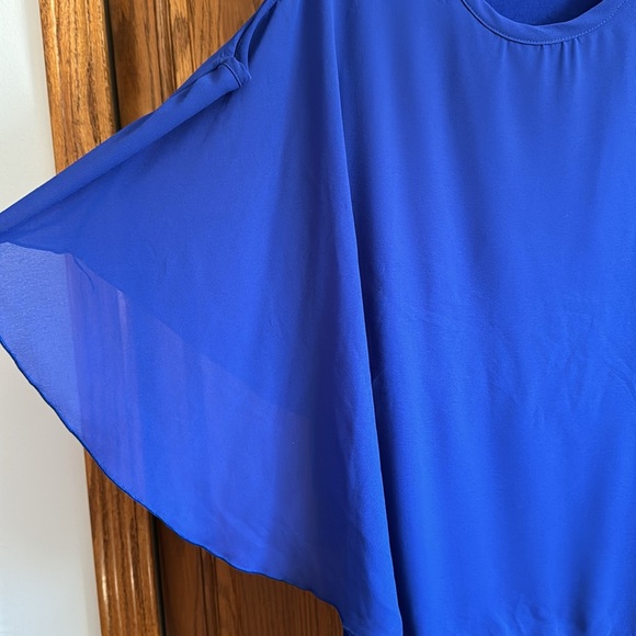 Kim & Cami blouse. Cutout upper arms. XL. Royal Blue. - Picture 2 of 4
